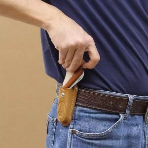 Bainha Para Canivete Em Couro Cru